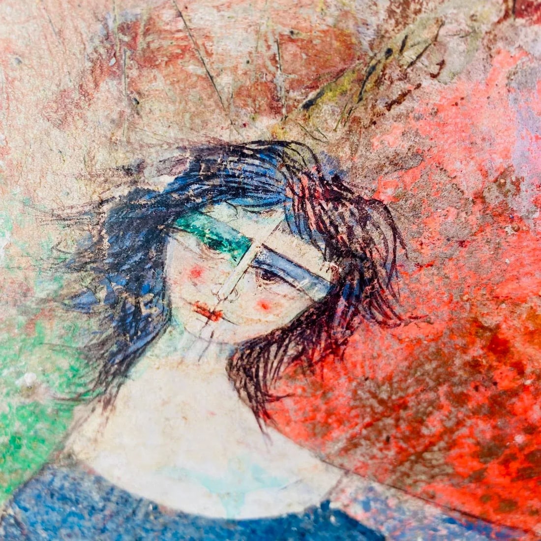 Mid 20th Century Original Luciano Spazzali Painting "Figura Con Strumento" - 12
