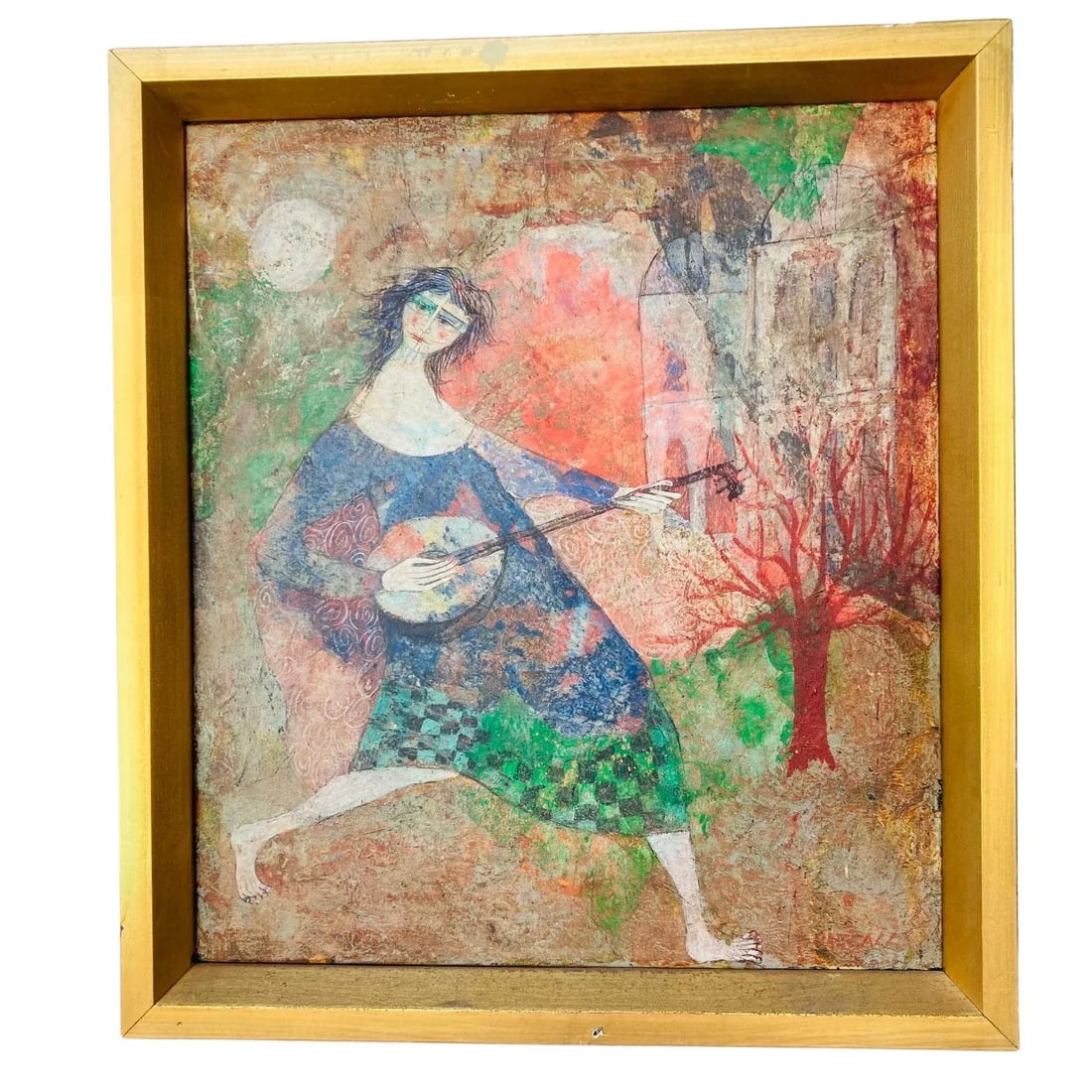 Mid 20th Century Original Luciano Spazzali Painting "Figura Con Strumento" - 13
