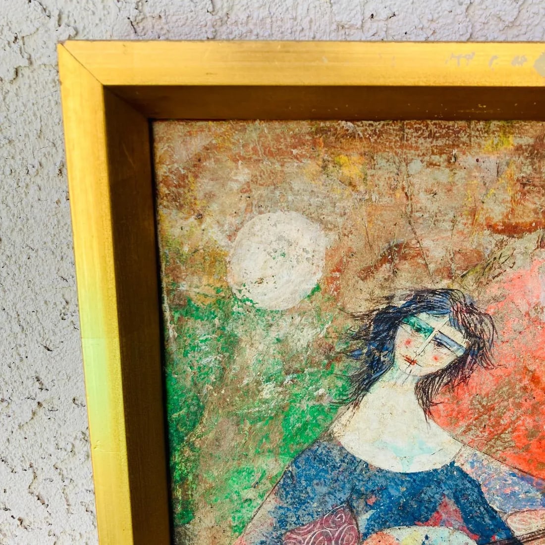 Mid 20th Century Original Luciano Spazzali Painting "Figura Con Strumento" - 4