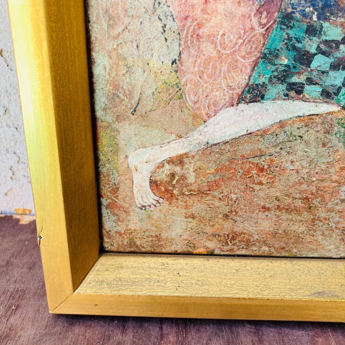 Mid 20th Century Original Luciano Spazzali Painting "Figura Con Strumento" - 6