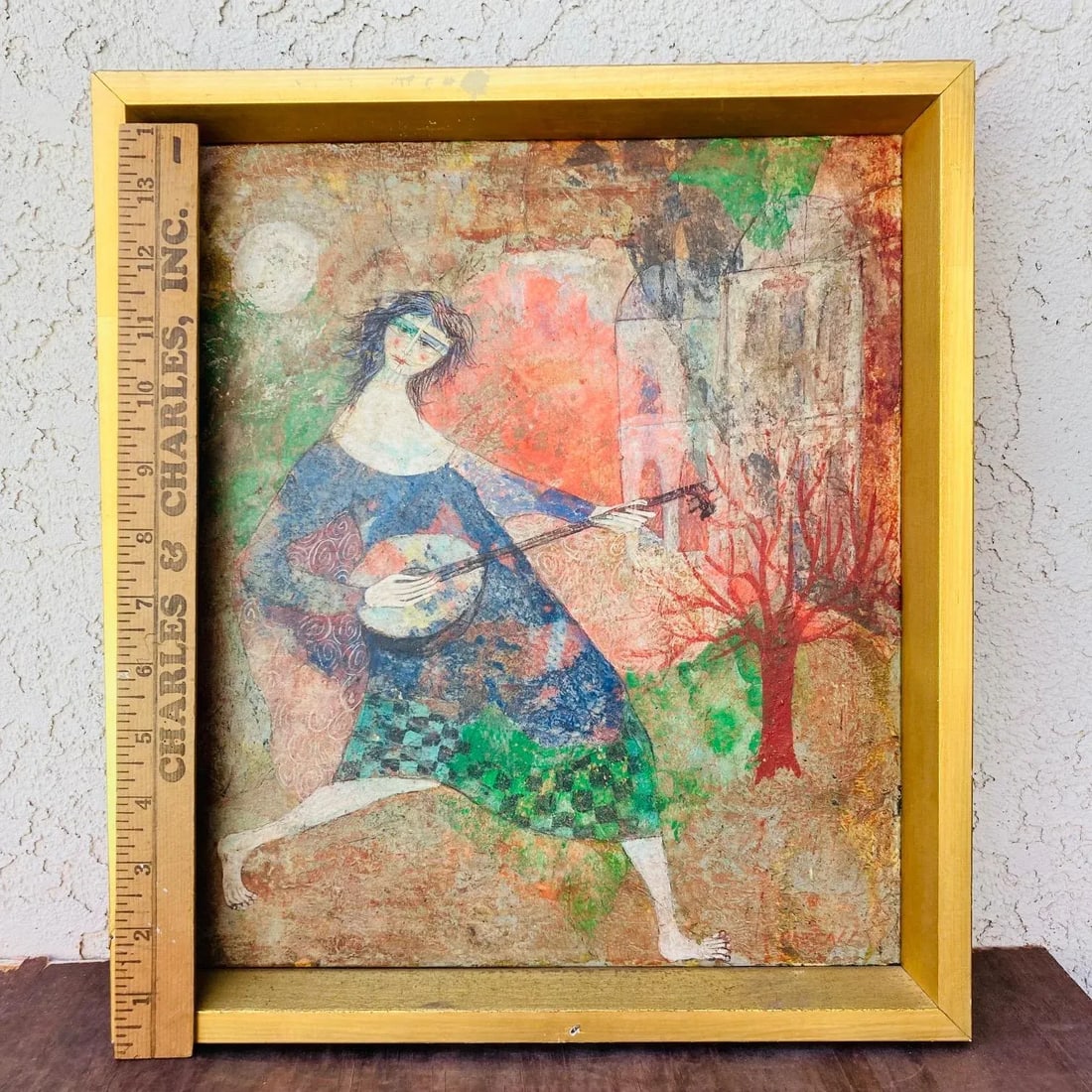 Mid 20th Century Original Luciano Spazzali Painting "Figura Con Strumento" - 9
