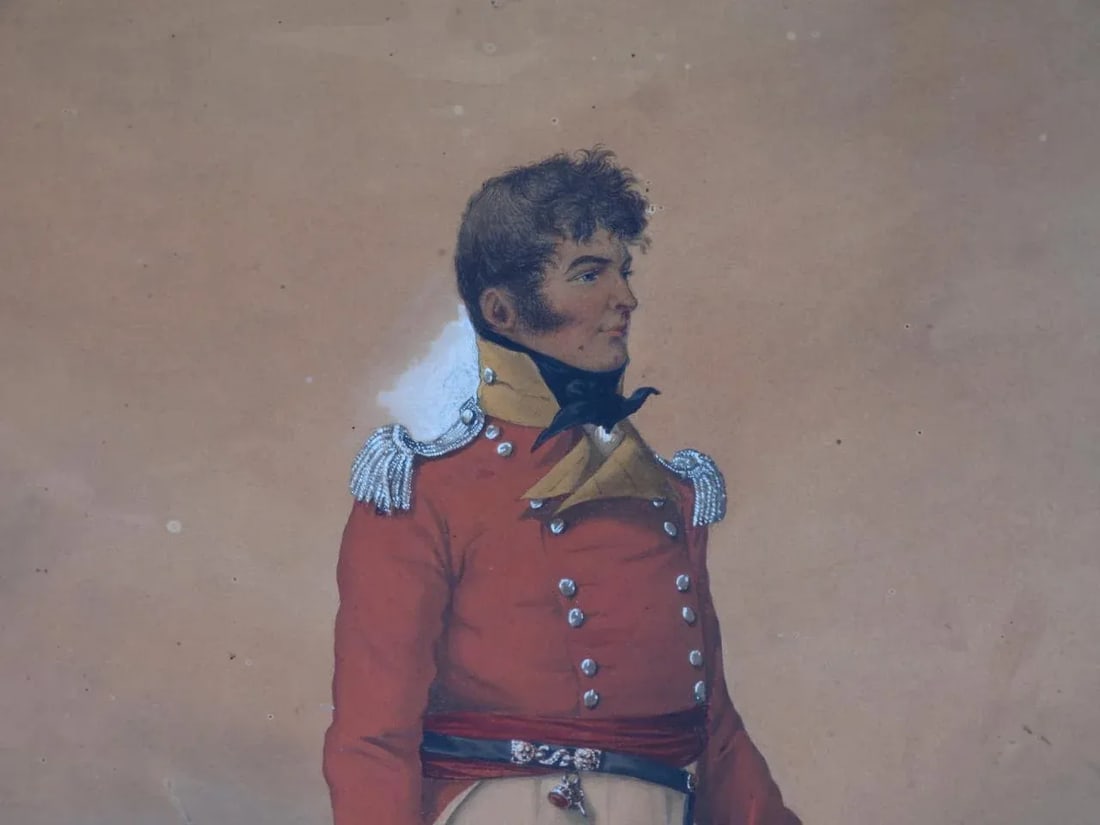 Denis Dighton (1792 - 1827) British Officer in Red Coat - Watercolor - 3