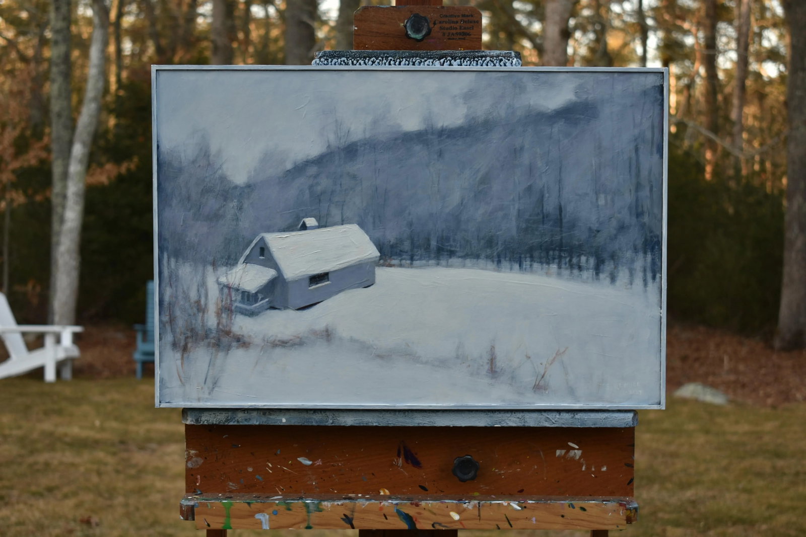 Gray Camp in Snow, by Stephen Remick. Contemporary Acrylic Landscape Painting. - 10