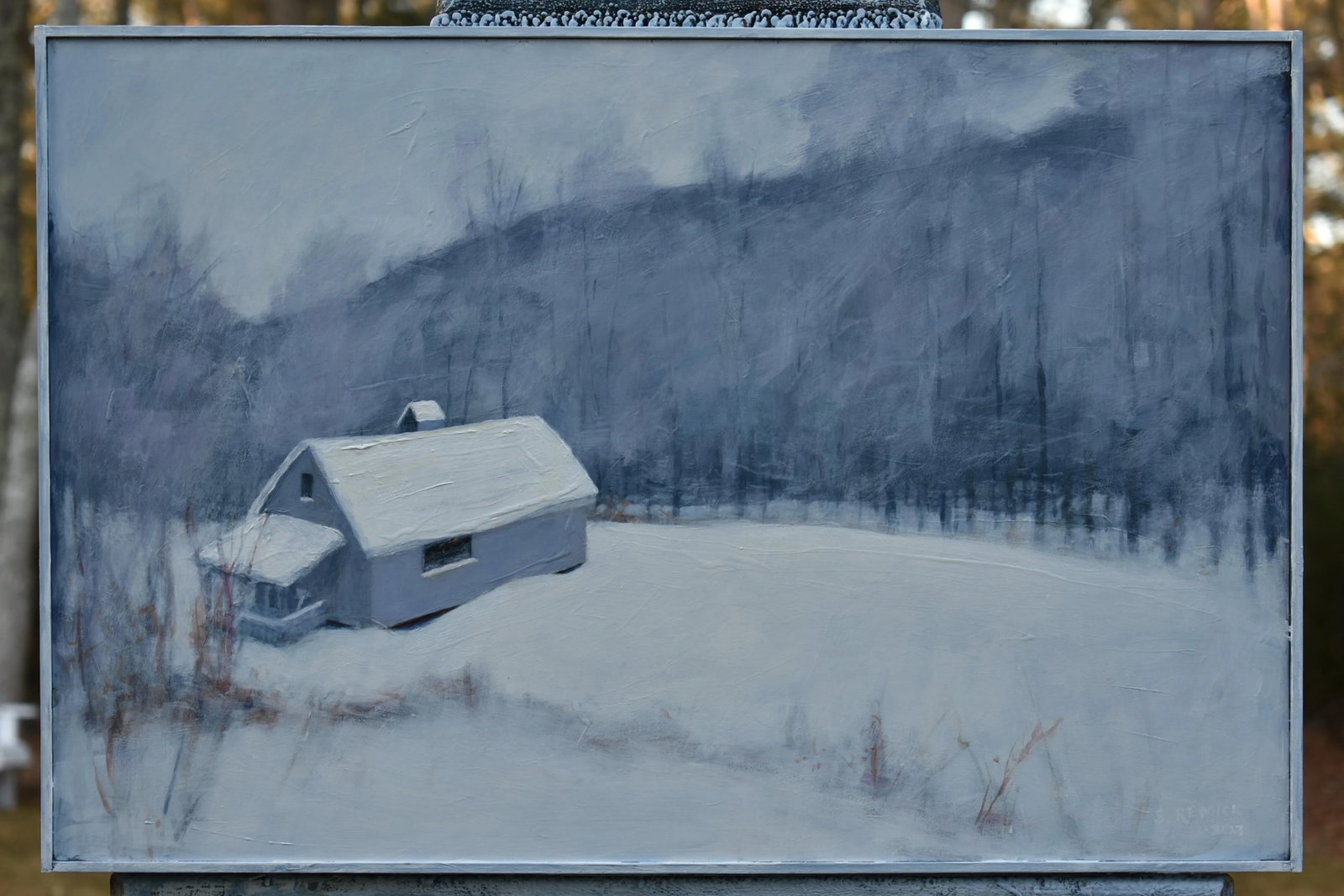 Gray Camp in Snow, by Stephen Remick. Contemporary Acrylic Landscape Painting. - 11