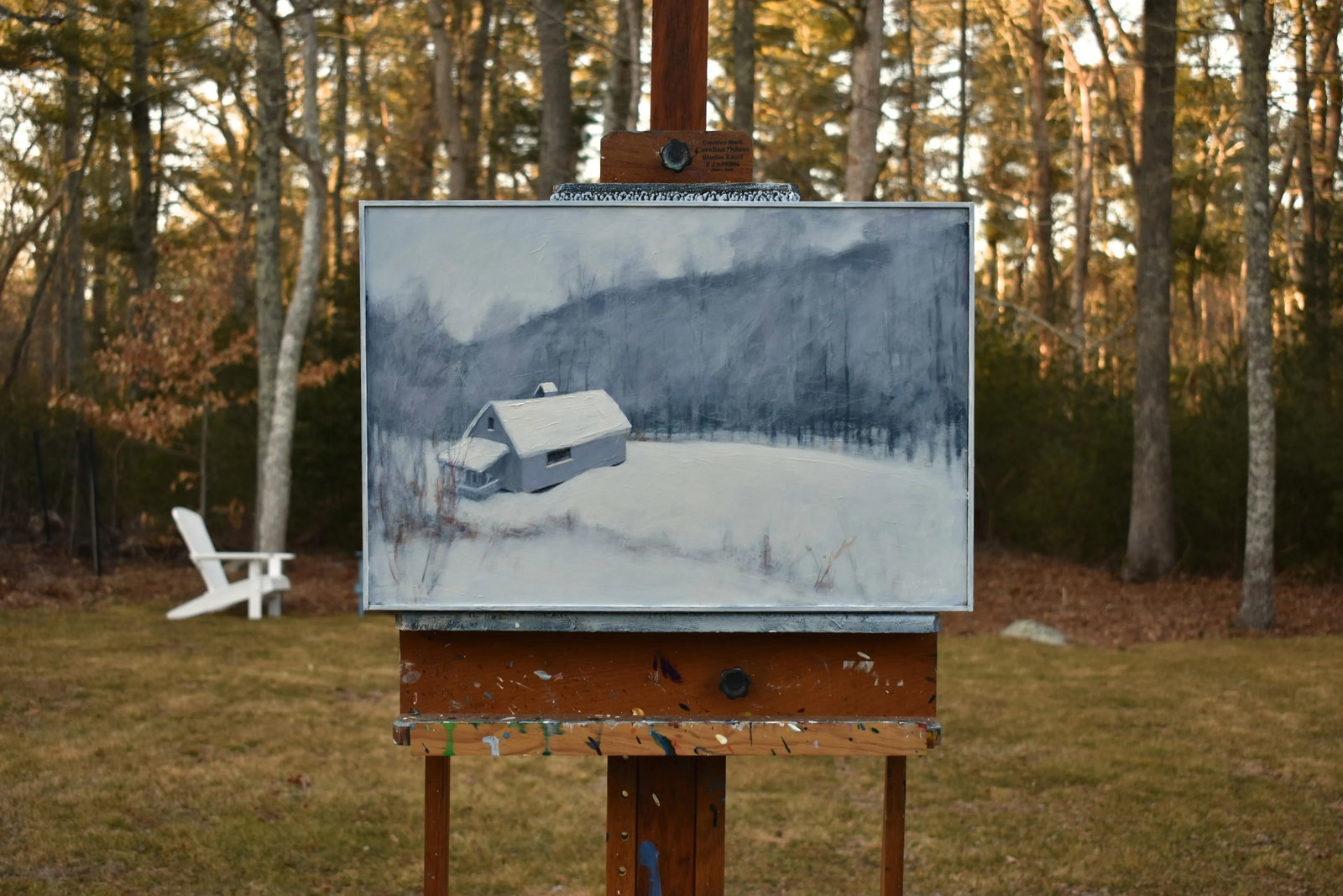 Gray Camp in Snow, by Stephen Remick. Contemporary Acrylic Landscape Painting. - 3