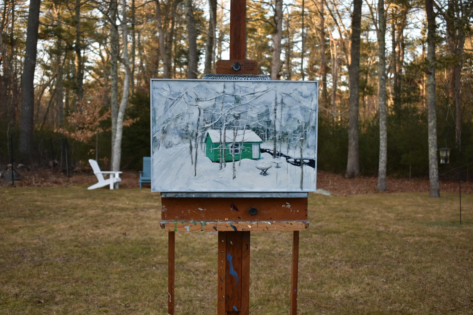 Green Camp in Snow, by Stephen Remick. Contemporary Acrylic Landscape Painting. - 3