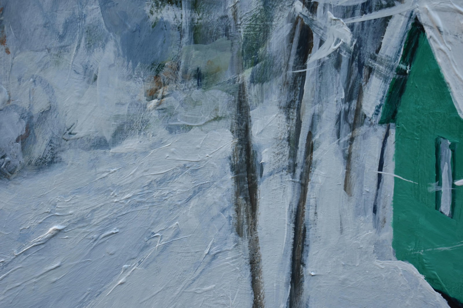 Green Camp in Snow, by Stephen Remick. Contemporary Acrylic Landscape Painting. - 6