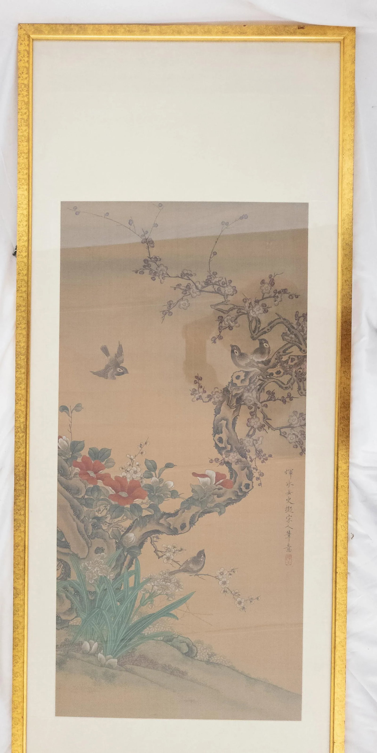 20th Century Chinese Chinoiserie Silk Landscape Scroll Painting - 2