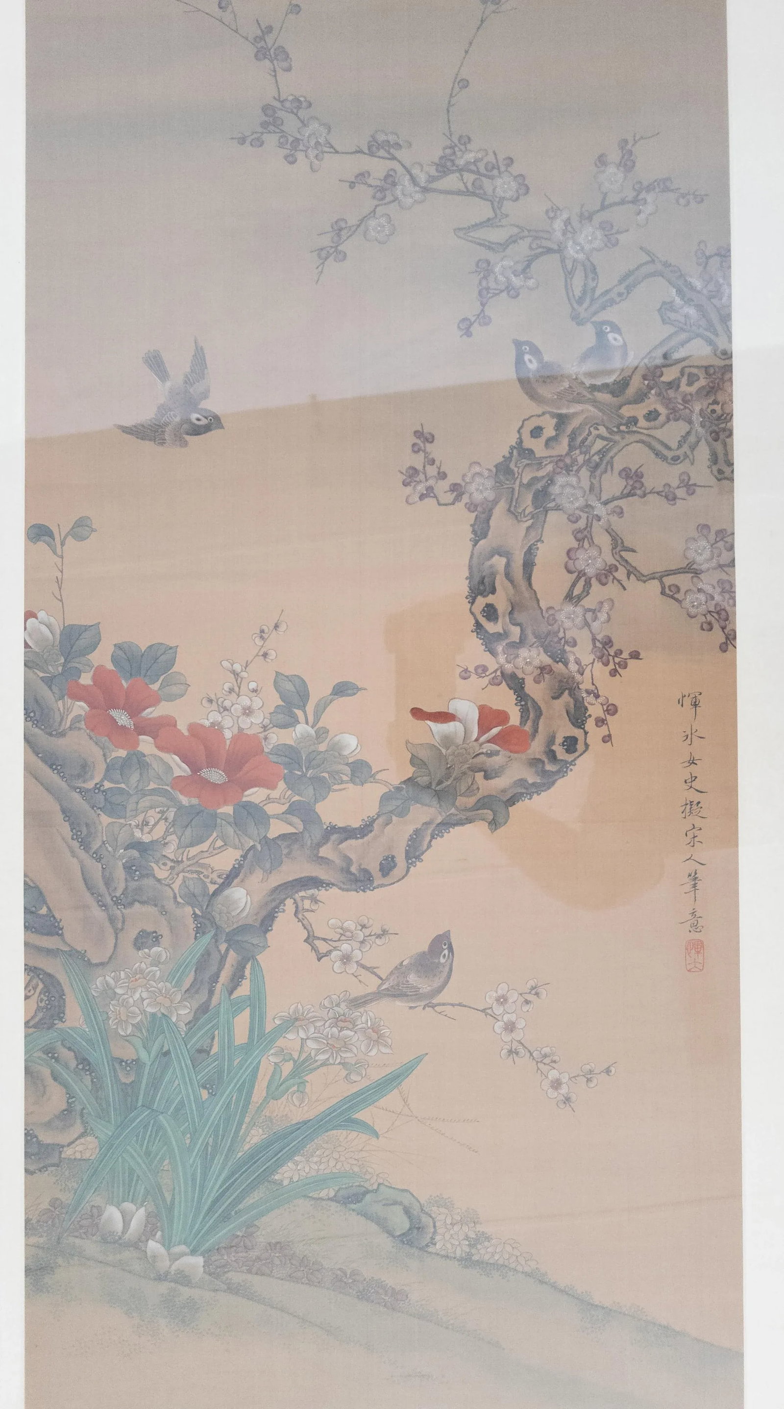 20th Century Chinese Chinoiserie Silk Landscape Scroll Painting - 4