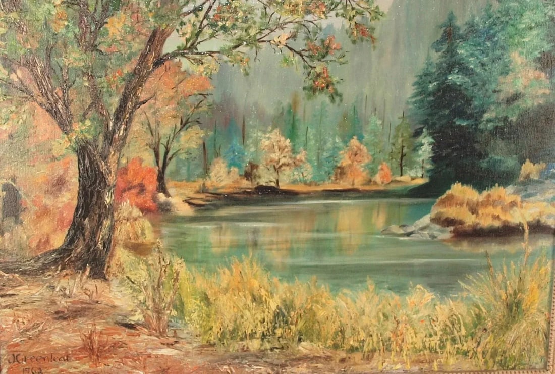 Mid 20th Century Impressionistic Meadow Scene Oil Painting by J Greenleaf - 2