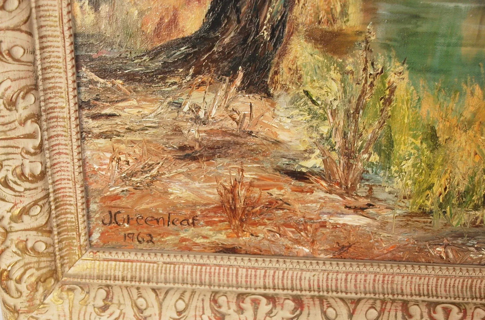 Mid 20th Century Impressionistic Meadow Scene Oil Painting by J Greenleaf - 3