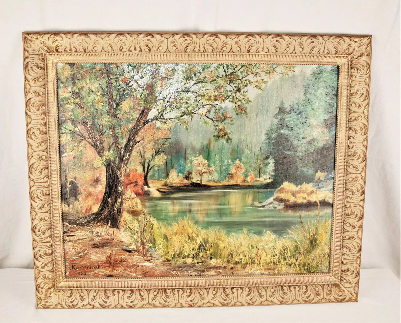 Mid 20th Century Impressionistic Meadow Scene Oil Painting by J Greenleaf - 7