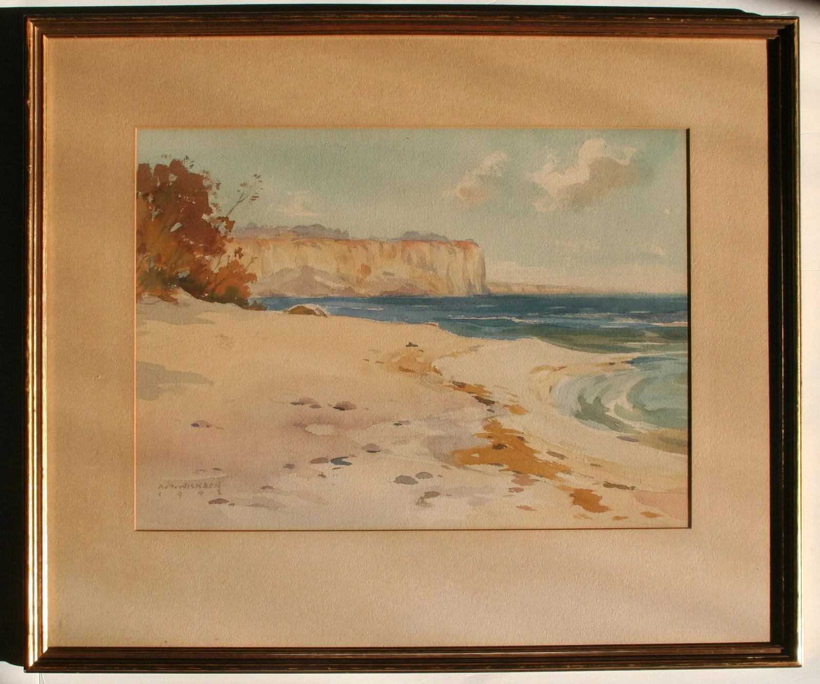 1942 Framed Post-Impressionist Watercolor Painting of Lake Ontario - 9