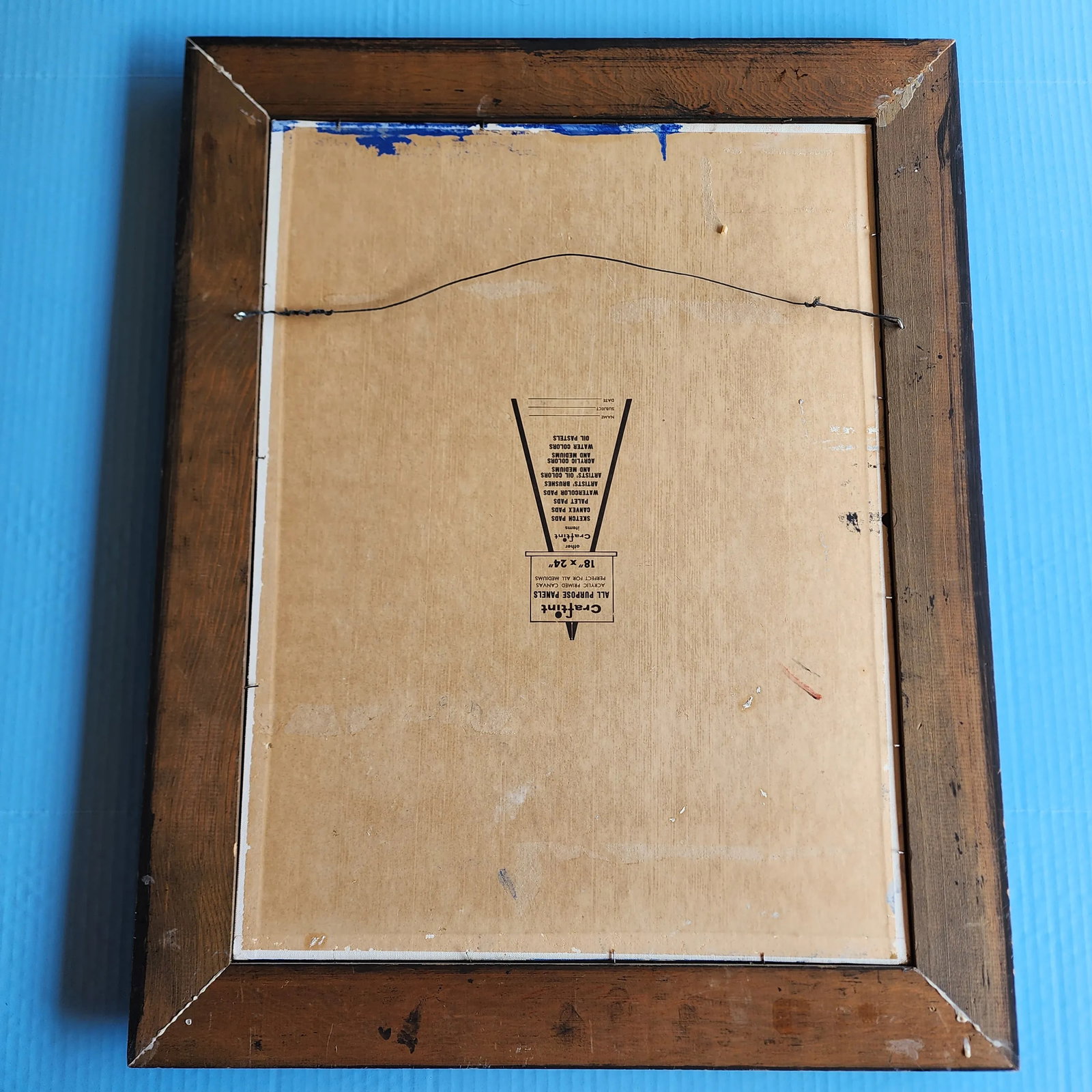 Mid 20th Century "Men in Blue Winter Scene" Folk Art Original Oil Painting by Sybil Klein, Framed - 3