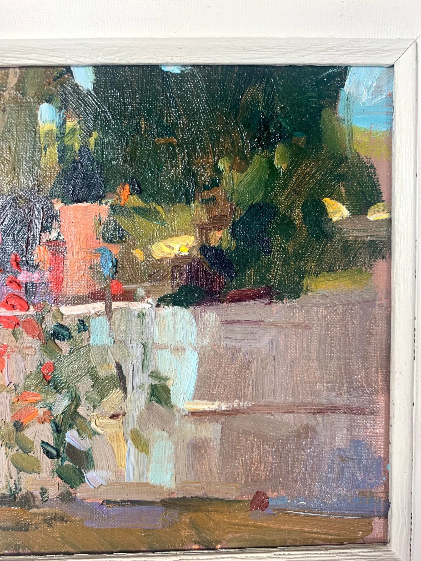 1989 "Santa Fe - Canyon Rd" Oil on Wood Panel Plein Air Painting, Framed - 10