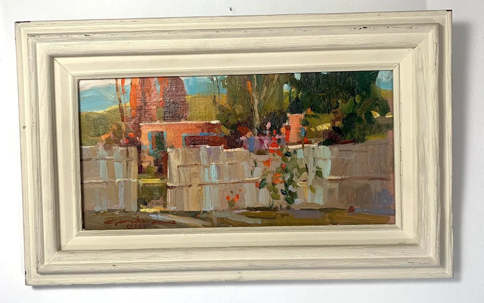 1989 "Santa Fe - Canyon Rd" Oil on Wood Panel Plein Air Painting, Framed - 2