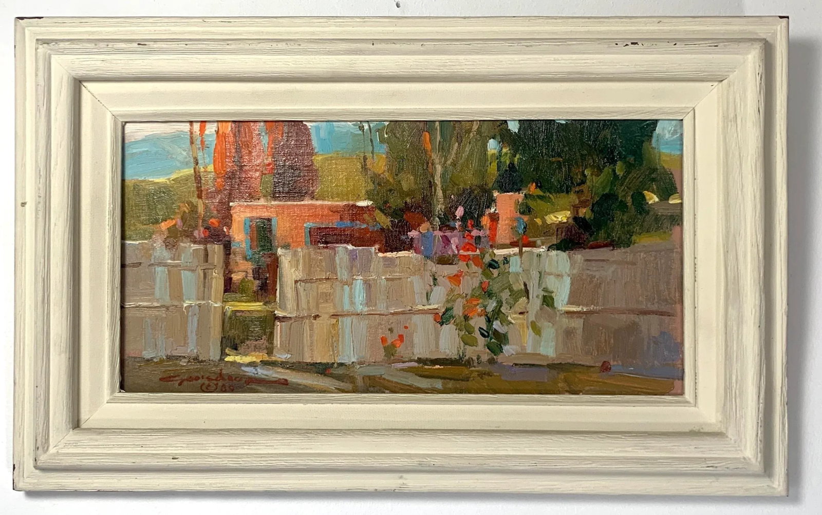 1989 "Santa Fe - Canyon Rd" Oil on Wood Panel Plein Air Painting, Framed - 3