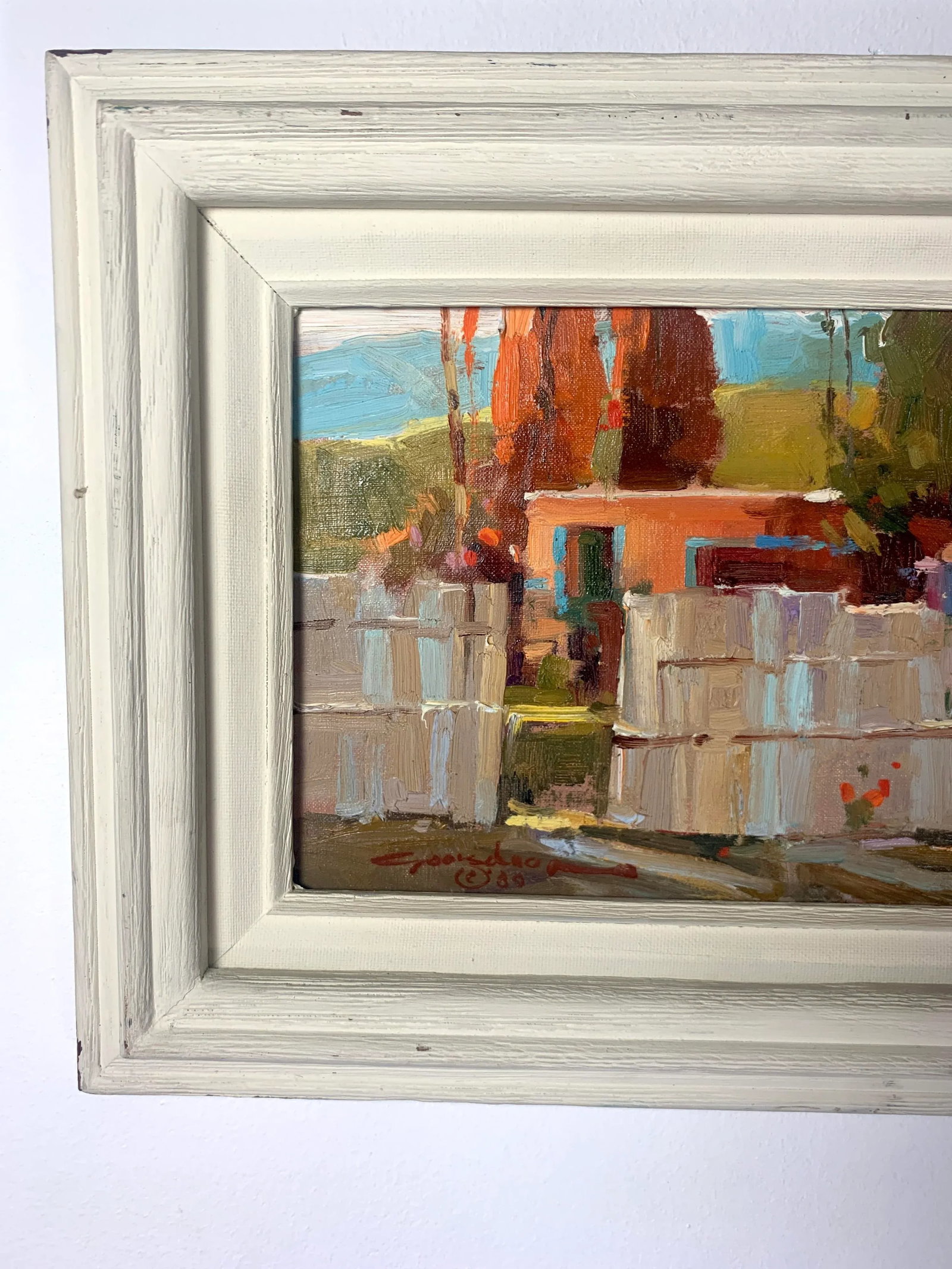 1989 "Santa Fe - Canyon Rd" Oil on Wood Panel Plein Air Painting, Framed - 4