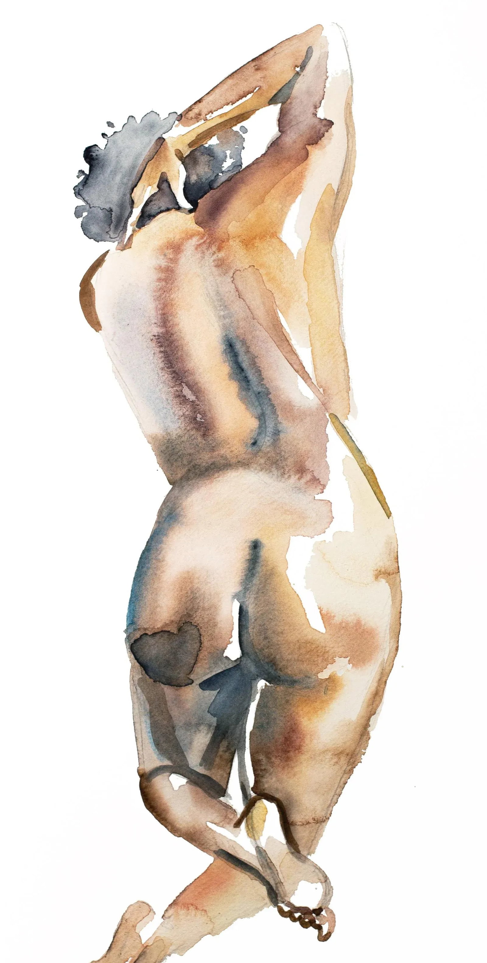Mend No. 6 Contemporary Original Nude Figure Watercolor Painting by Elizabeth Becker - 2