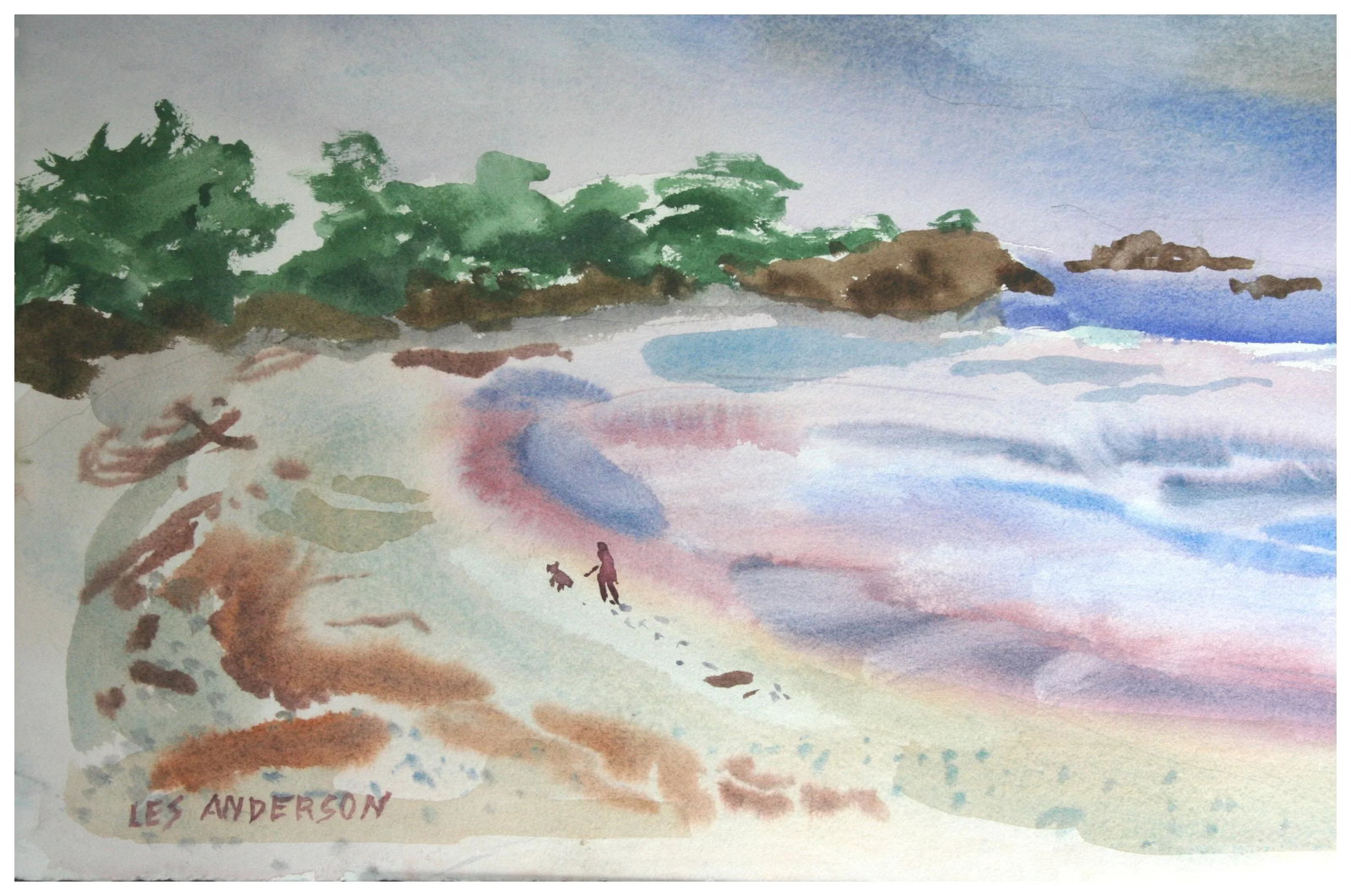 Beach Walk With a Friend Figurative by Les Anderson - 2