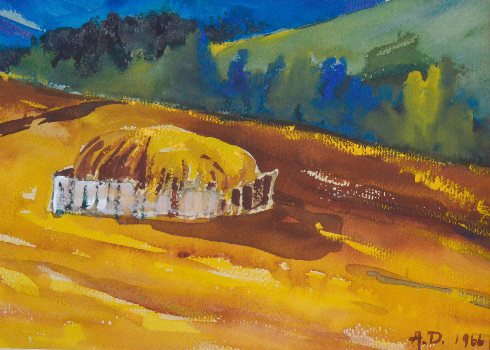 Mid Century Landscape -- Blue Mountain, Golden Hilltop - 4