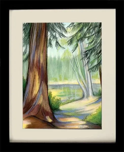 Lake View 2 Contemporary Original Expressionist Landscape Pastel Drawing by Kathleen Ney - 4