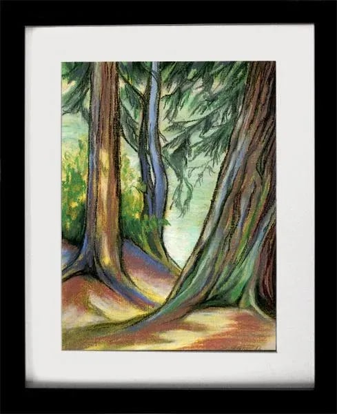 Lake View 1 Contemporary Original Expressionist Landscape Pastel Drawing by Kathleen Ney - 4