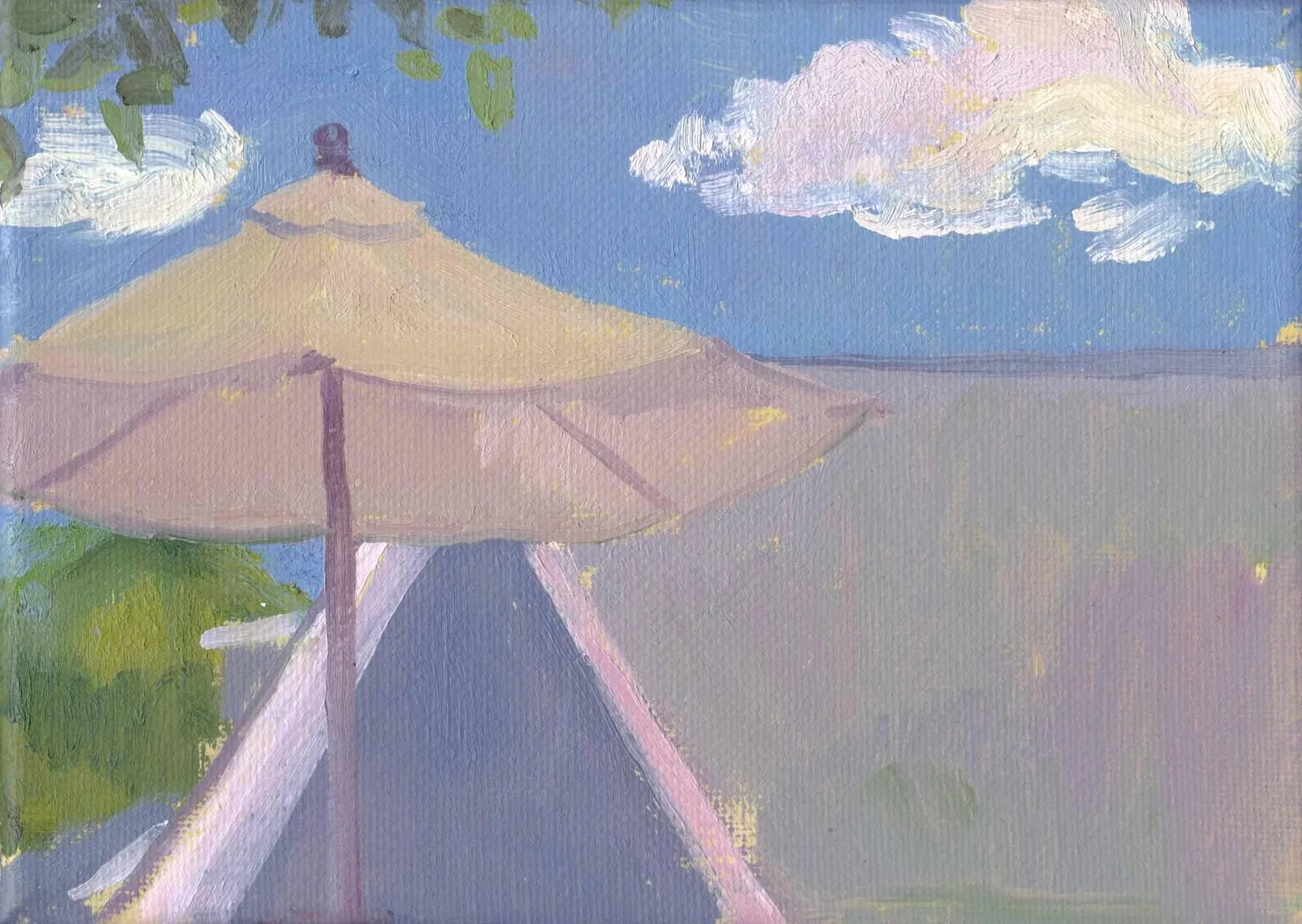 Summer Day Plein Air Oil Painting on Canvas by Michelle Farro: This landscape painting on canvas is a study of a brilliant summer day. I think of plein air paintings as a way to mark a passing moment in time. Details: "Summer Day" *oil on canvas *unframed, wired