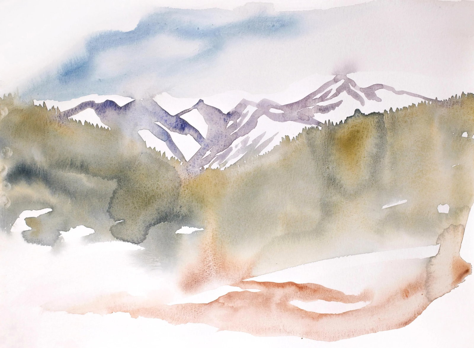 Colorado No. 35 Contemporary Original Watercolor Painting by Elizabeth Becker: Original watercolor painting on 140 lb cold press paper Artist: Elizabeth Becker Year: 2022 Image and Paper Size: 11" x 15" Signed on front Condition: Imperfections: No Imperfections Materials &
