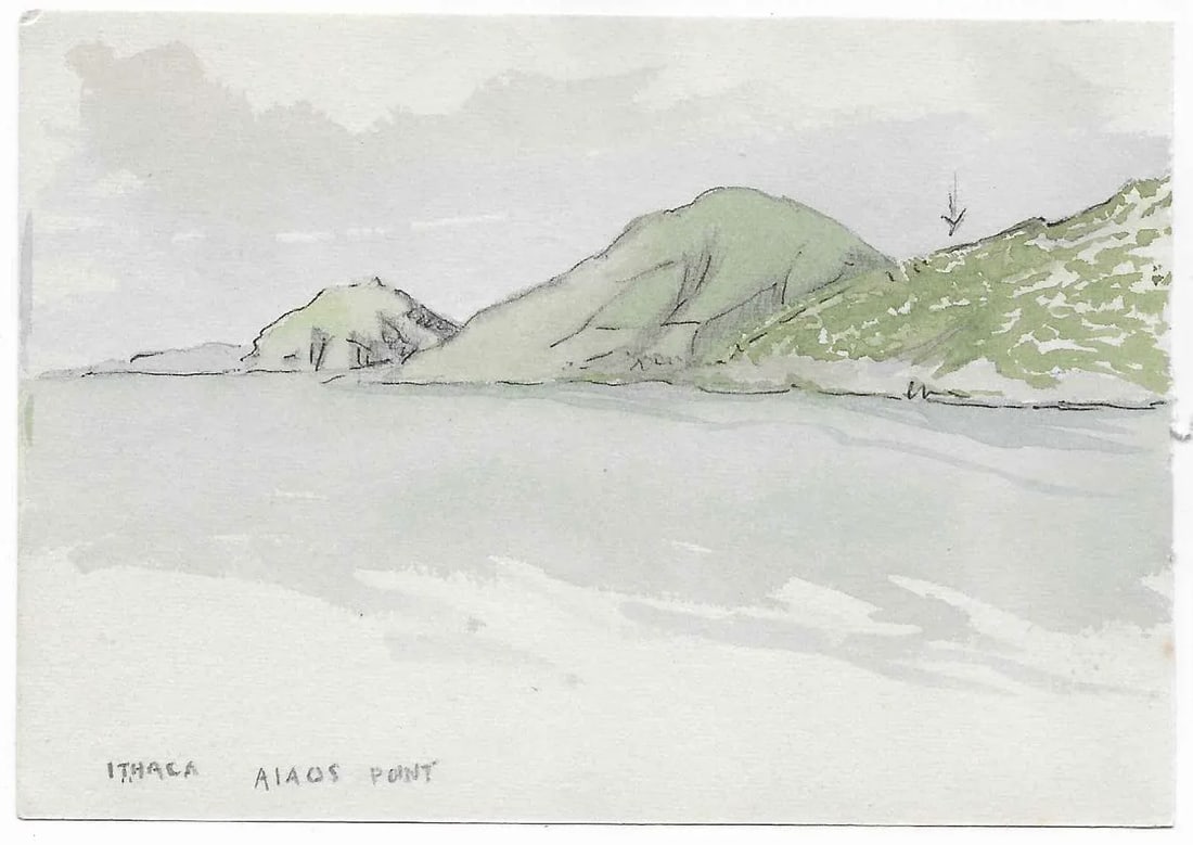 1950s Ivy Attwell Greek Island of Ithaca Watercolor - 2