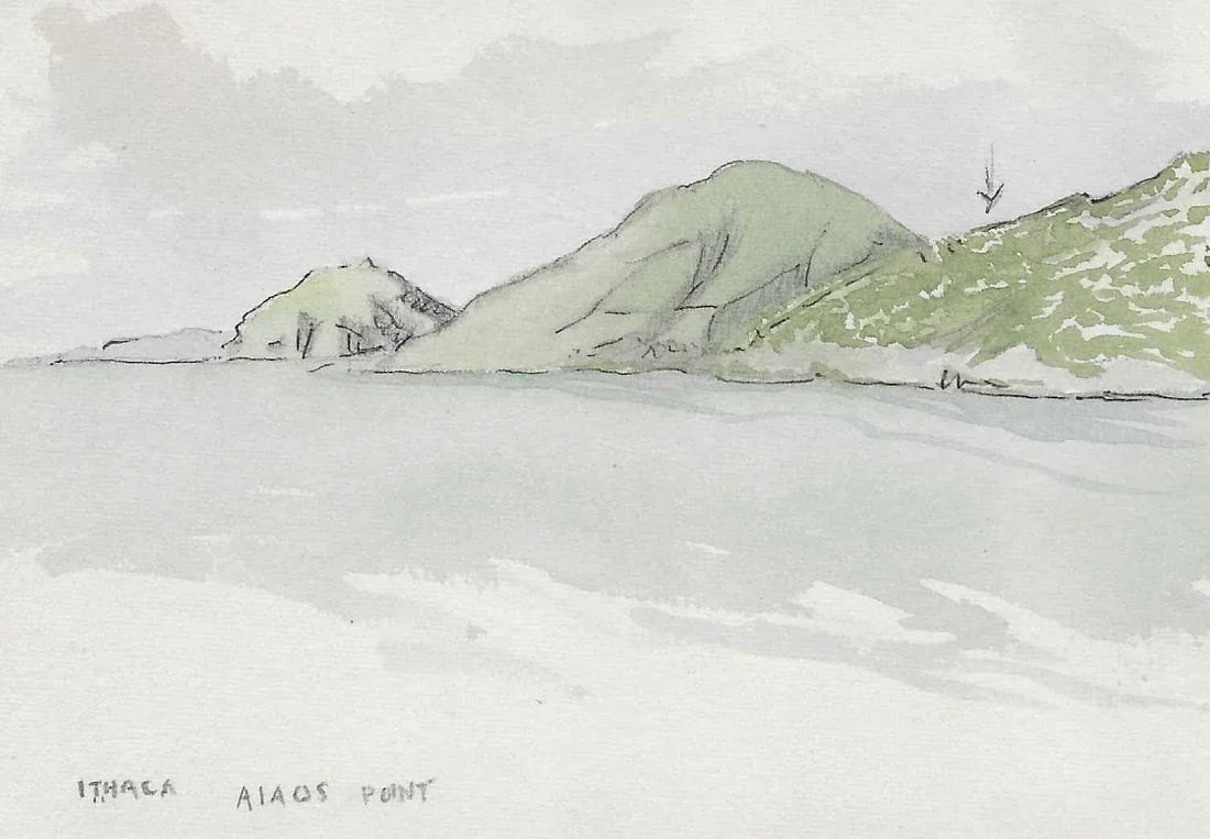 1950s Ivy Attwell Greek Island of Ithaca Watercolor - 3