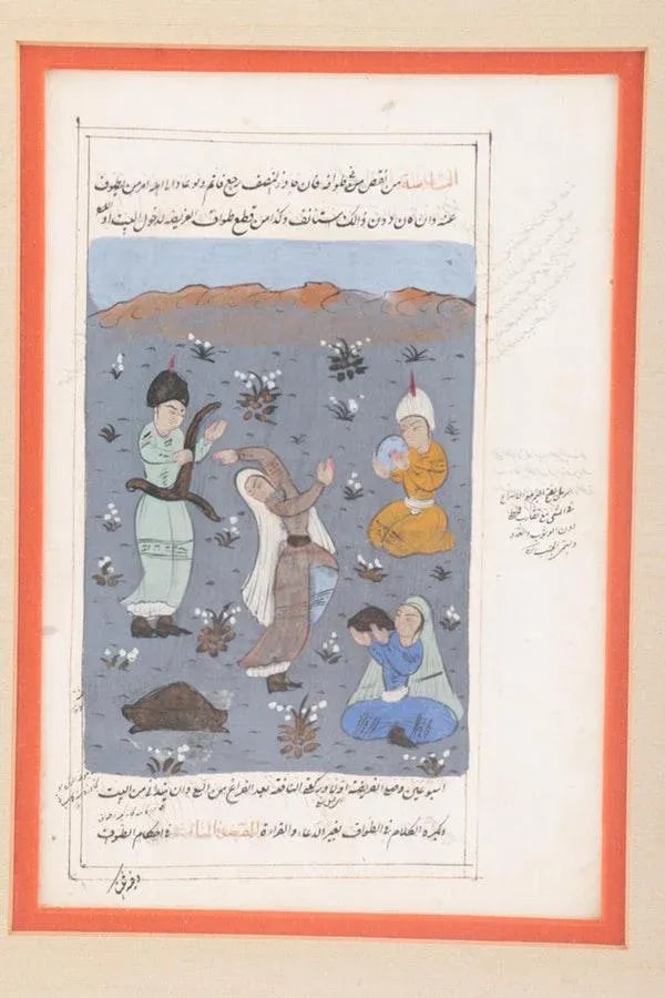 Framed Double-Sided Indo-Persian Gouache Miniature Manuscript Page - 3