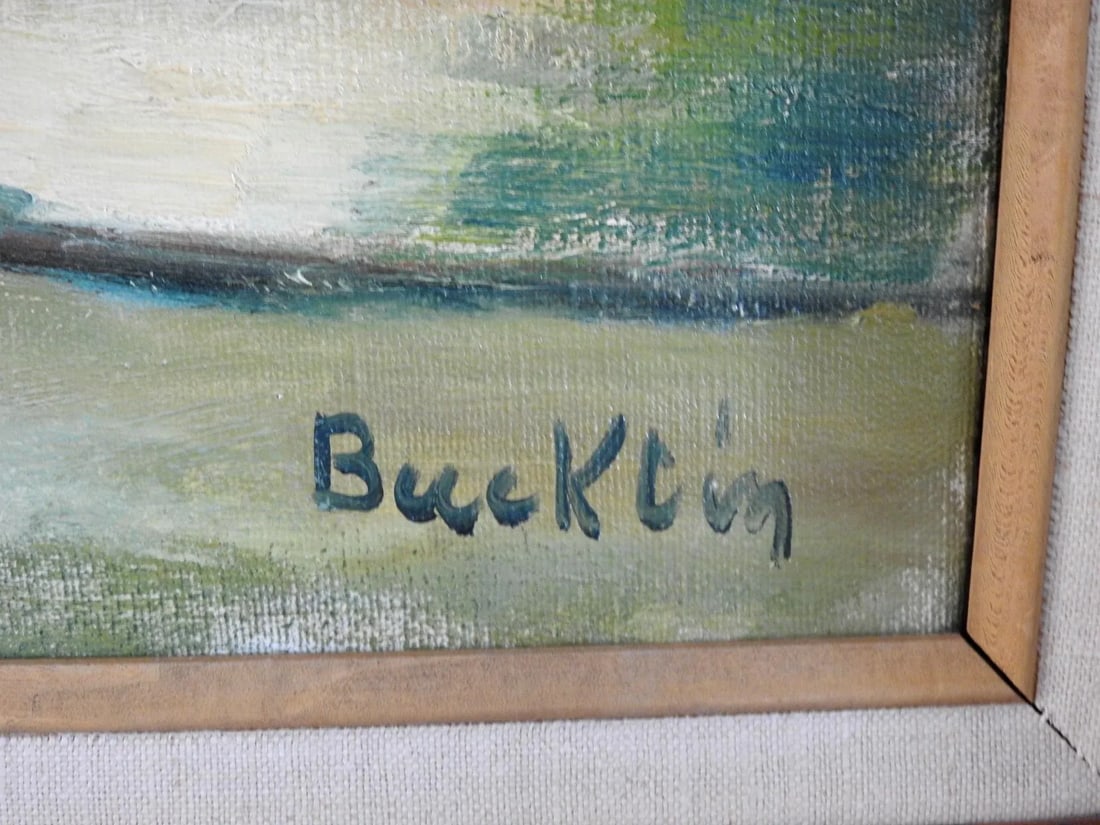 Mid 20th Century Impressionist Style Village Scene Oil Painting Signed Bucktin, Framed - 4