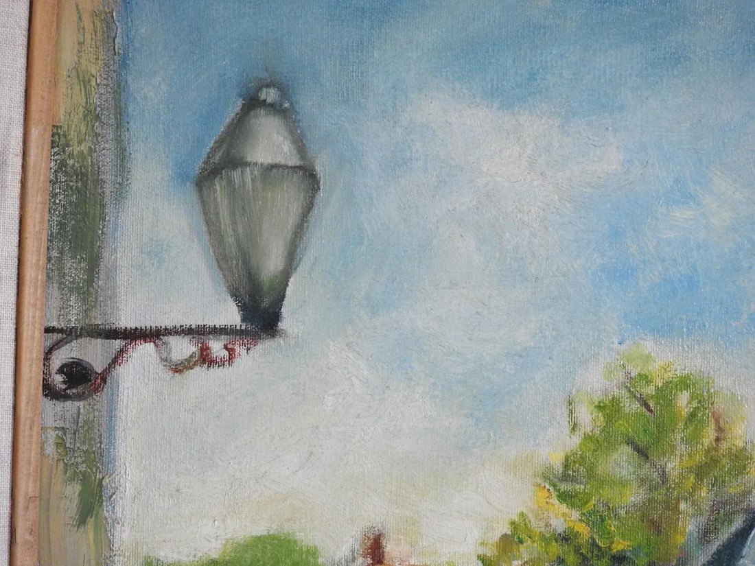 Mid 20th Century Impressionist Style Village Scene Oil Painting Signed Bucktin, Framed - 8