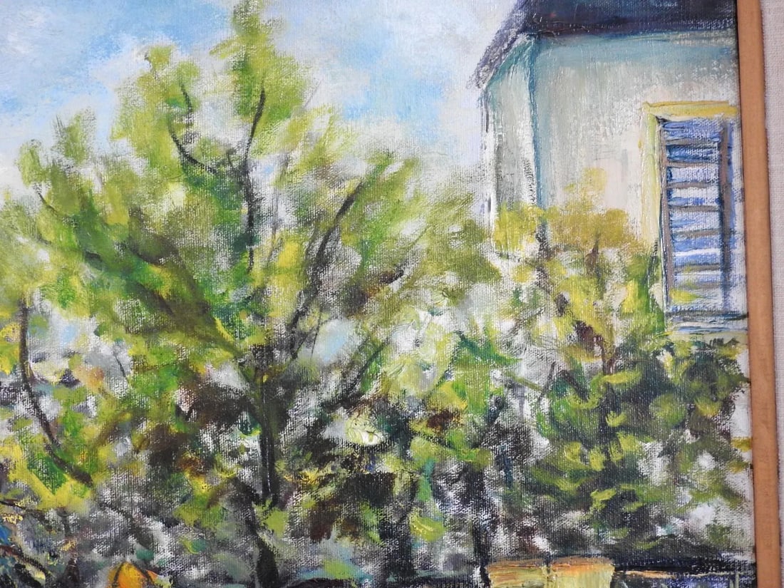 Mid 20th Century Impressionist Style Village Scene Oil Painting Signed Bucktin, Framed - 9
