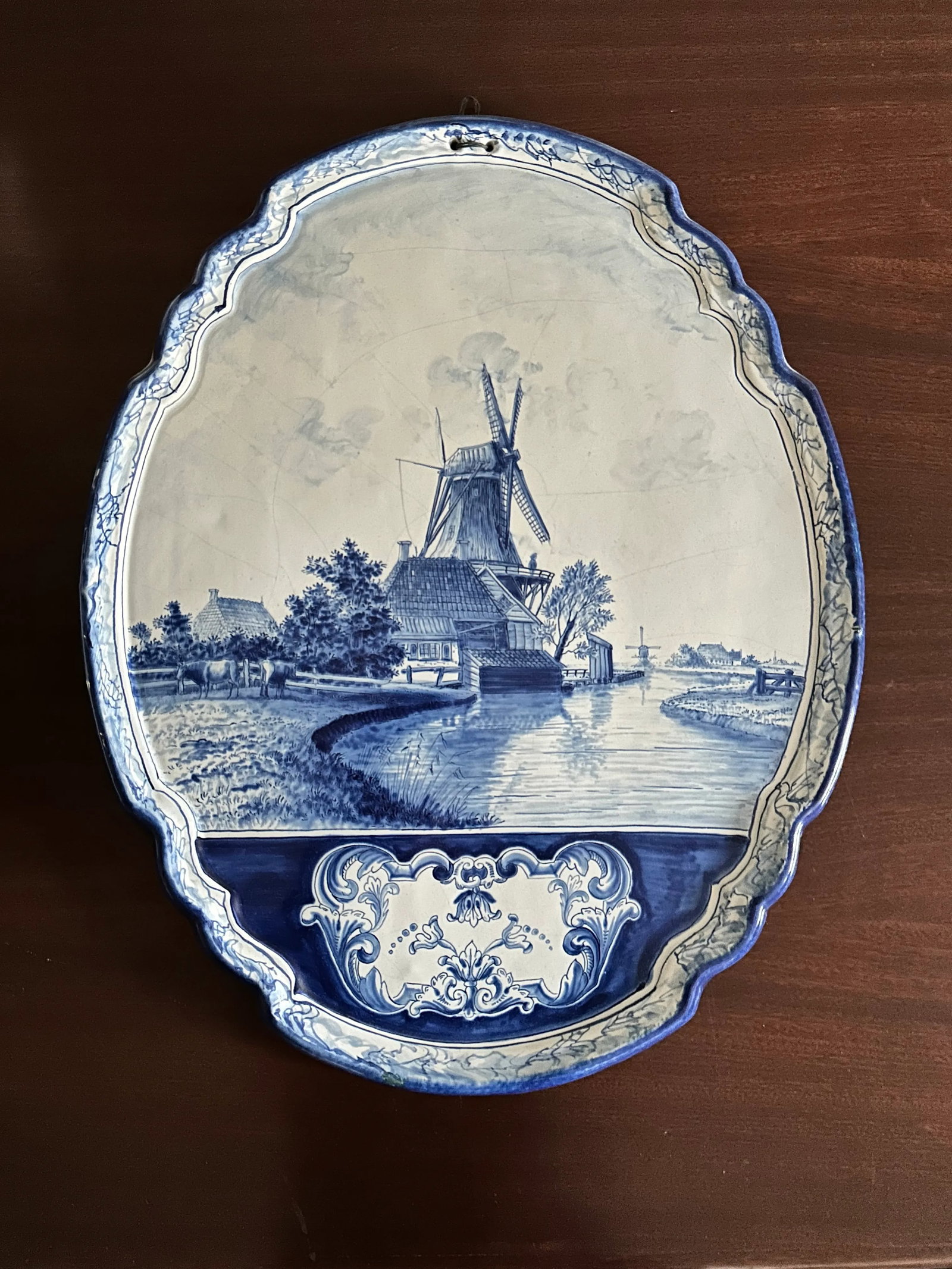 19th Century Dutch Delft Plaque Large Windmill - 10