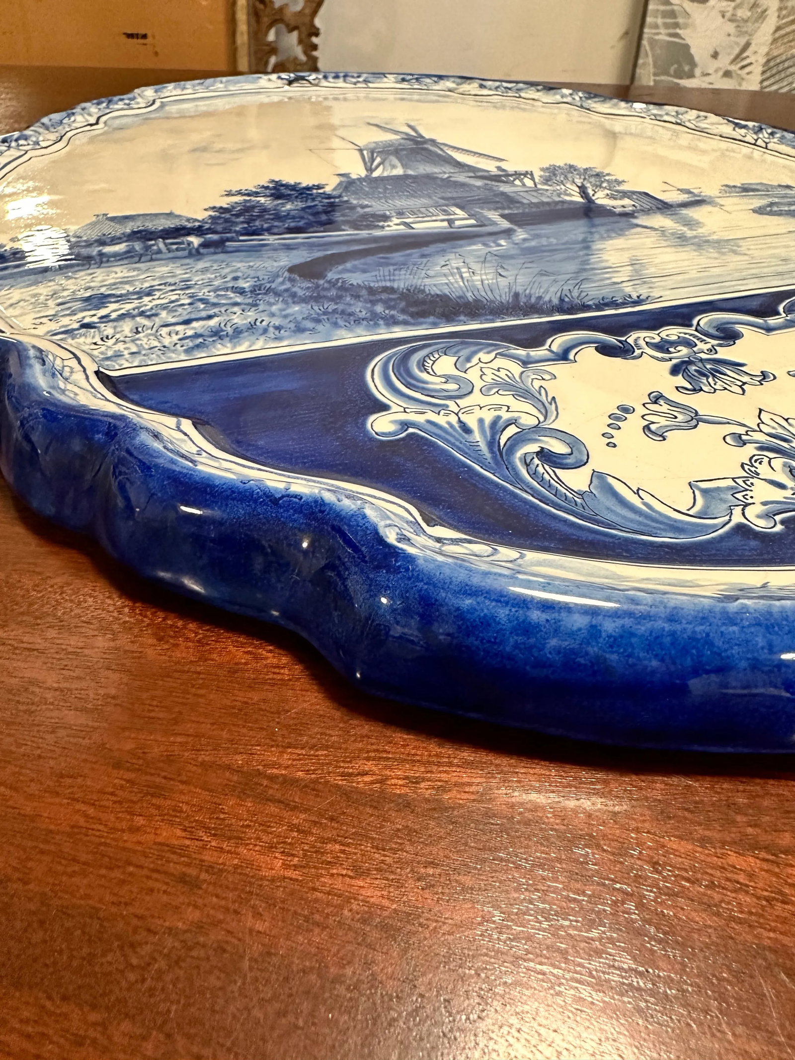 19th Century Dutch Delft Plaque Large Windmill - 2