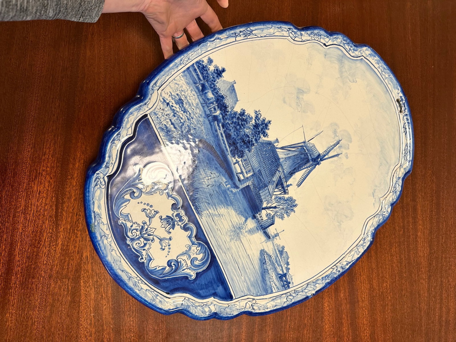 19th Century Dutch Delft Plaque Large Windmill - 3