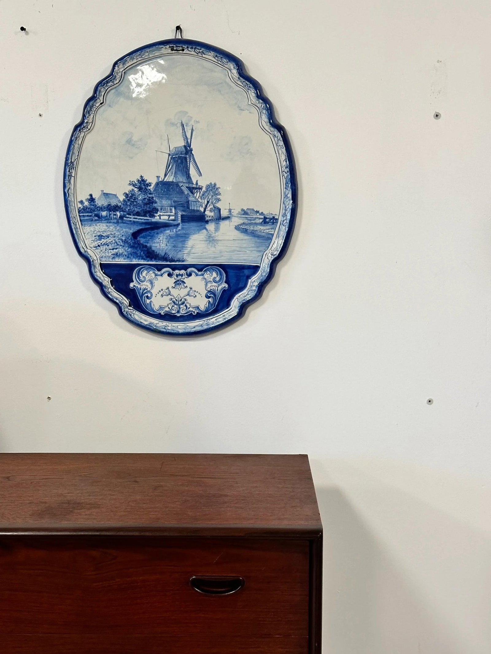 19th Century Dutch Delft Plaque Large Windmill - 7
