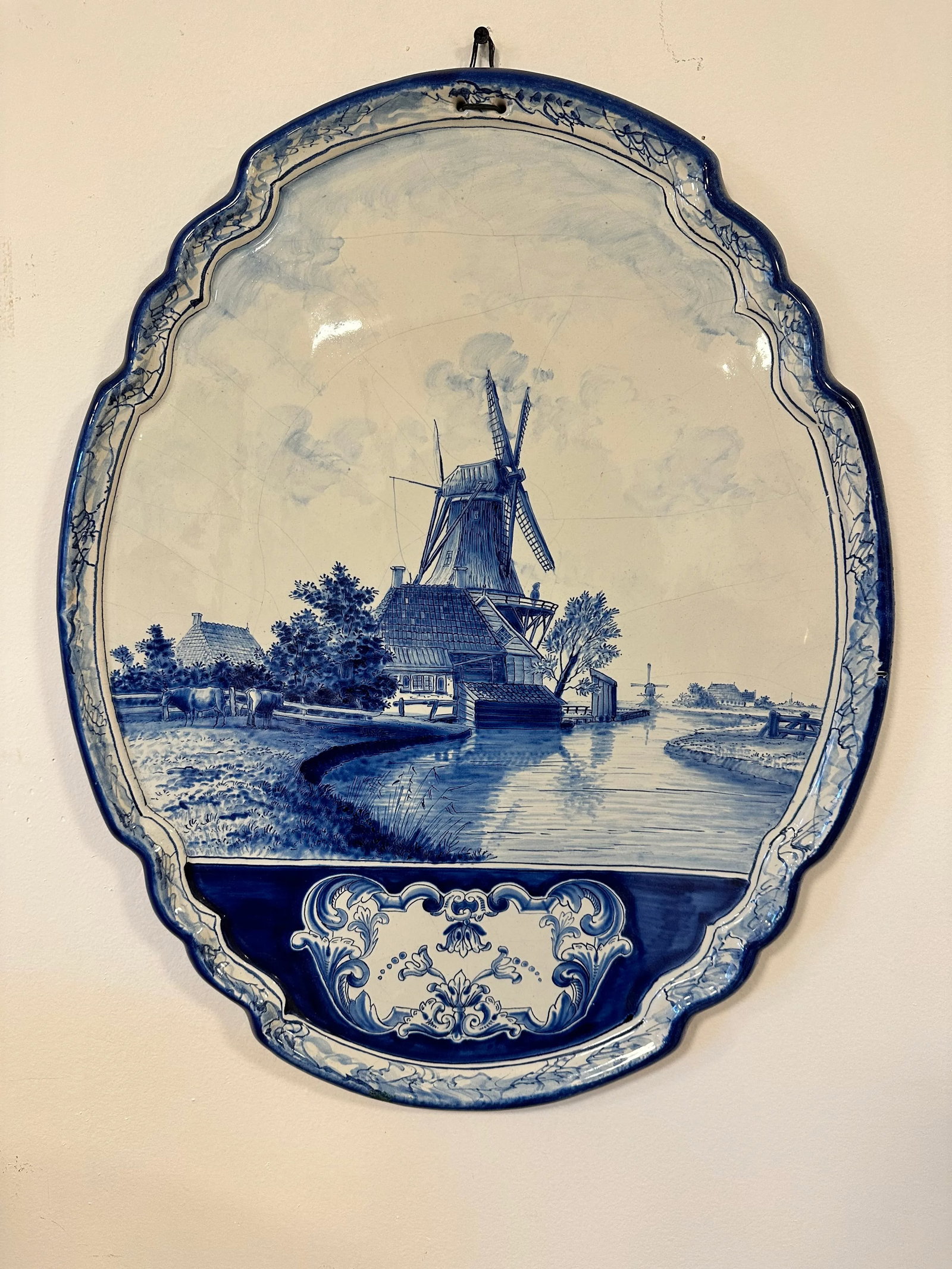 19th Century Dutch Delft Plaque Large Windmill - 9