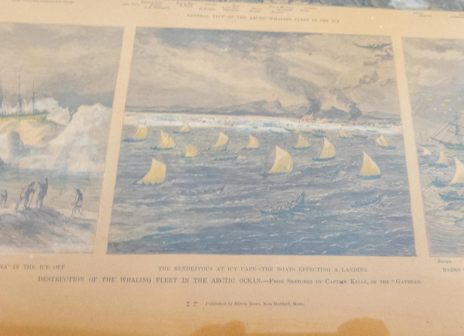 19th Century Hand Colored Nautical Engraving Print of Whaling Ships - 8