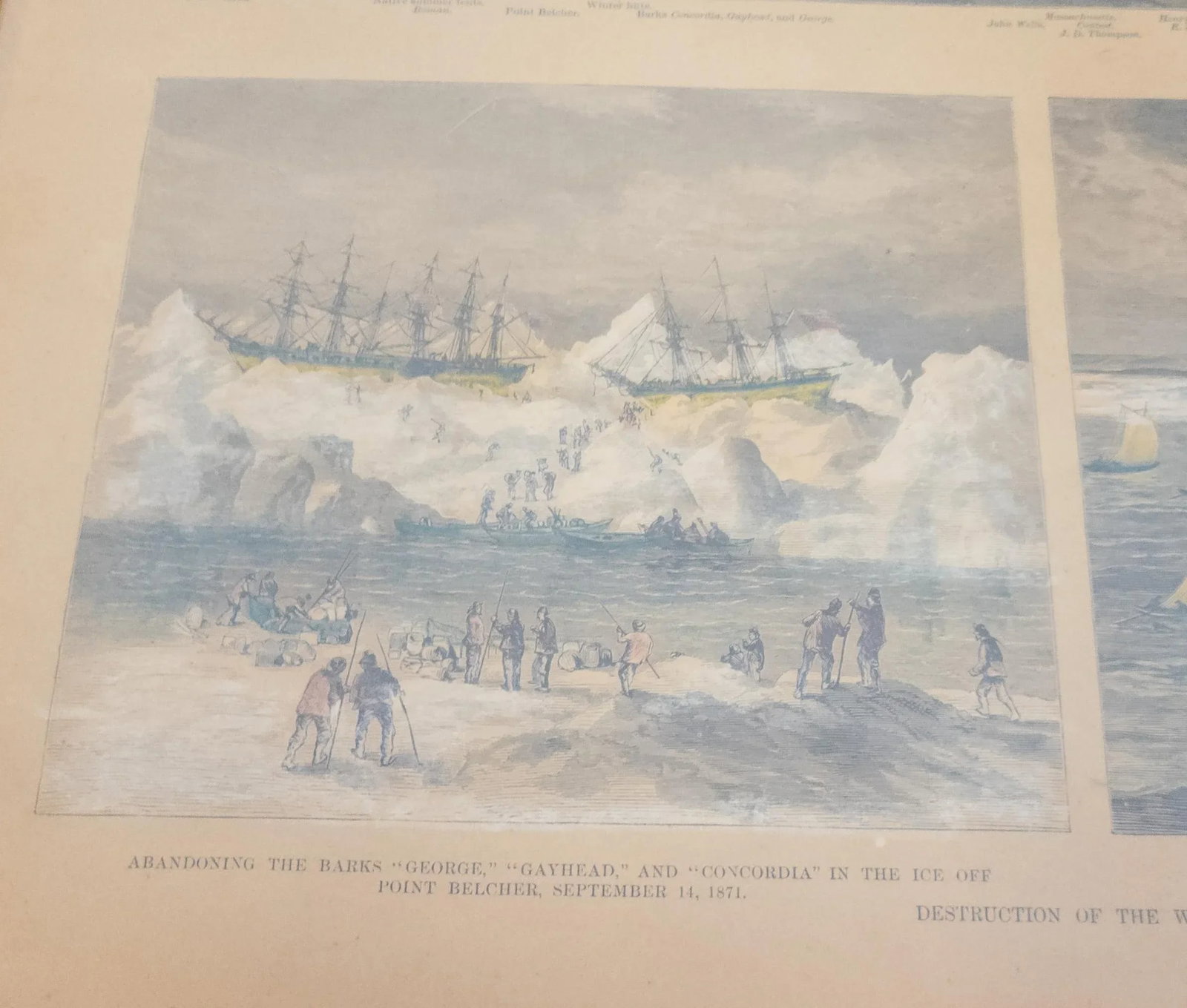 19th Century Hand Colored Nautical Engraving Print of Whaling Ships - 9