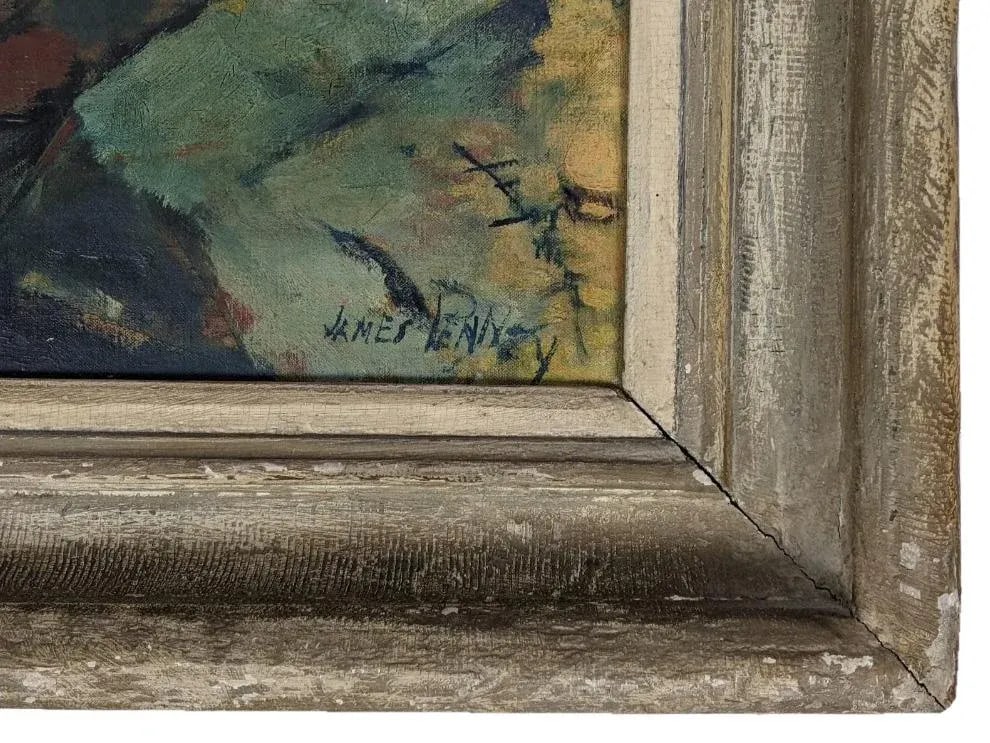 Mid 20th Century Modern Rocky Coast Oil Painting, Framed - 4