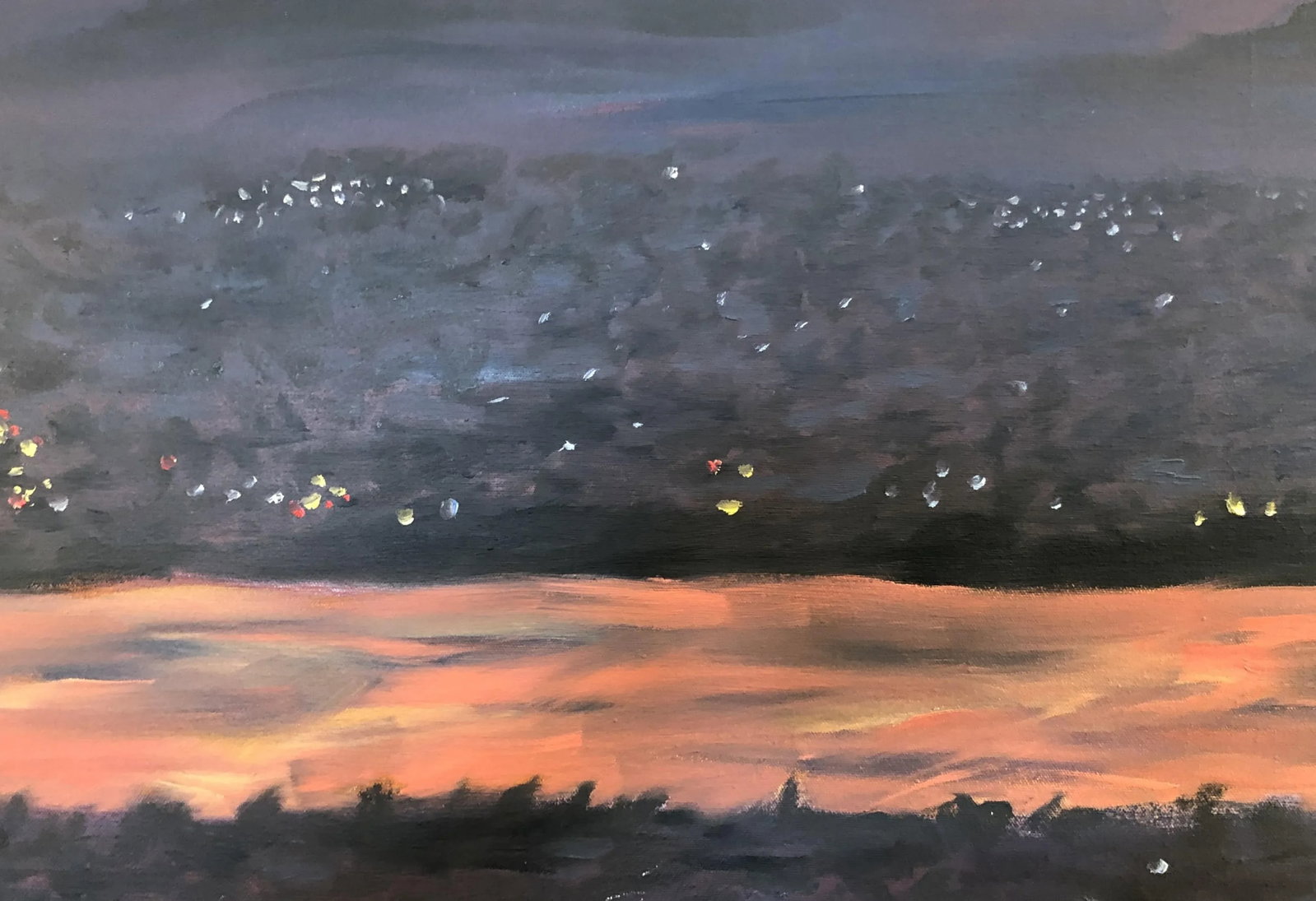 1988 Dan Jones Oil on Canvas Painting of "Daybreak: Portland, Oregon", Framed - 5