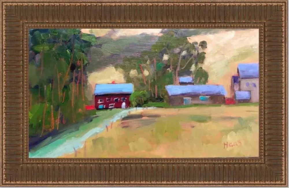 Contemporary Oil Painting Landscape, Bodega Bay Farm, Original Oil - 10