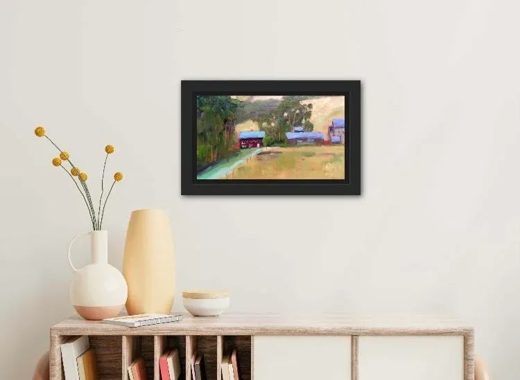 Contemporary Oil Painting Landscape, Bodega Bay Farm, Original Oil - 2
