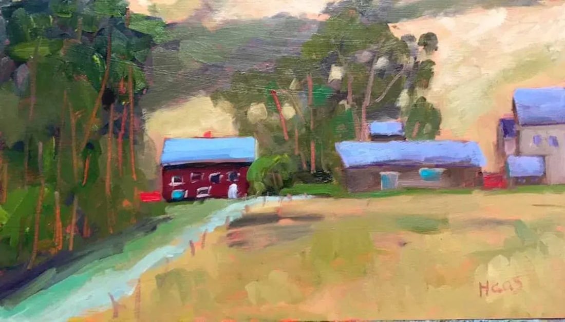 Contemporary Oil Painting Landscape, Bodega Bay Farm, Original Oil - 7