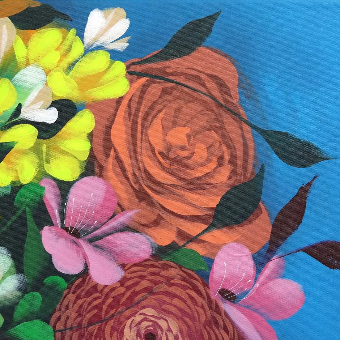Floral Portrait Contemporary "Blue Sky" Original Artwork by Sally K - 3