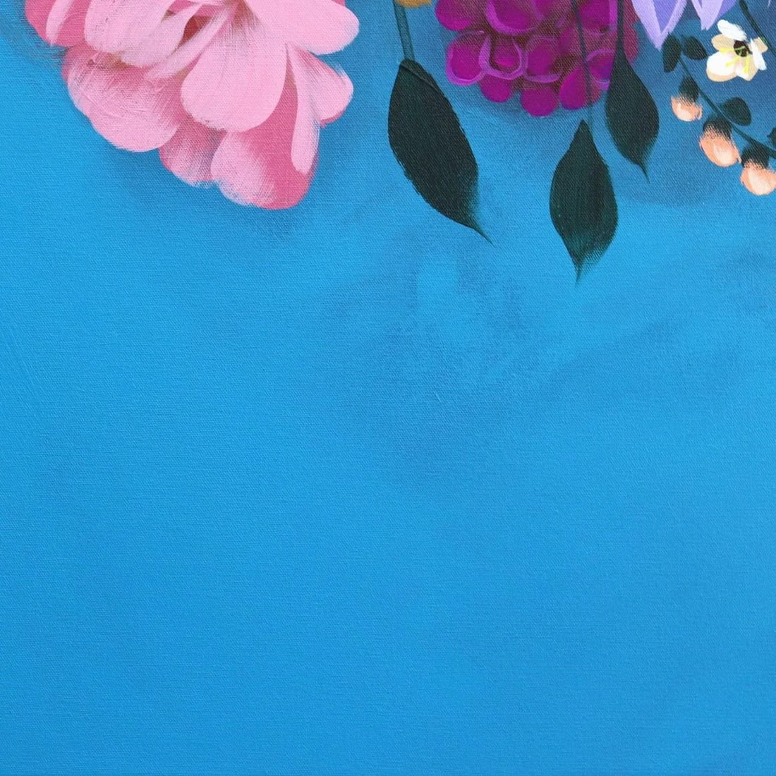 Floral Portrait Contemporary "Blue Sky" Original Artwork by Sally K - 4