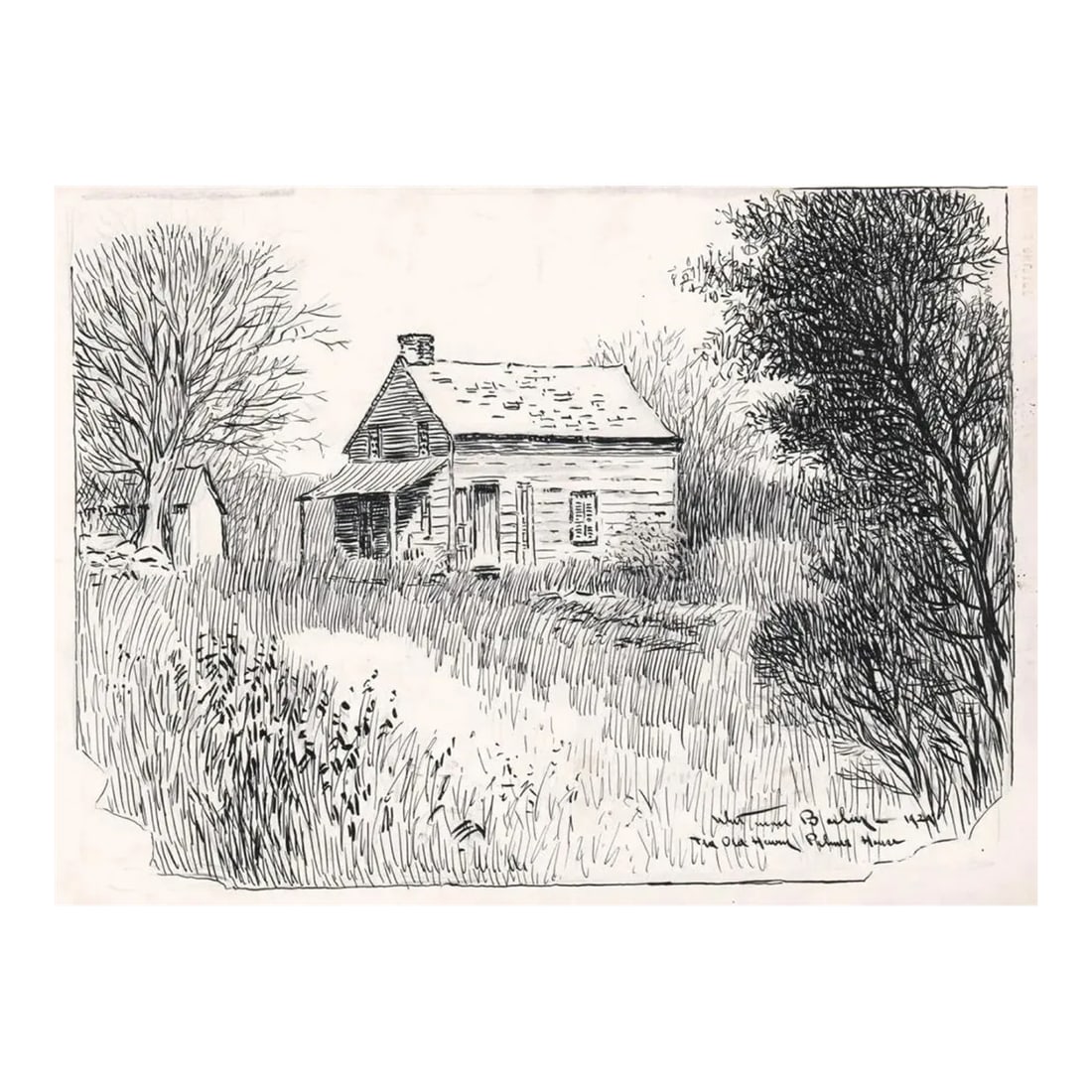 1929 Whitman Bailey Henry Palmer House Stamford Connecticut Drawing: Whitman Bailey (1884-1954) drawing of the Henry Palmer House in Stamford, Connecticut. Signed and dated' inscribed "The Old Henry Palmer House" Bailey studied under Howard Pyle and at Pratt. He moved 